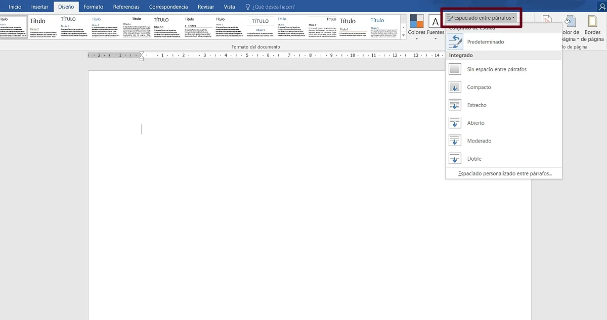 ajustar espaciado entre líneas y párrafos en Word