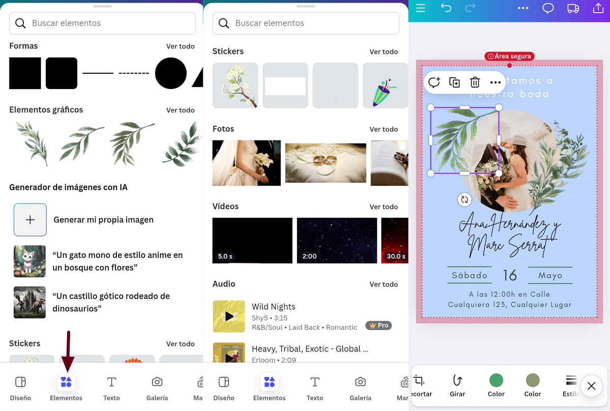 agregar elementos a tu diseño de canva en el celular