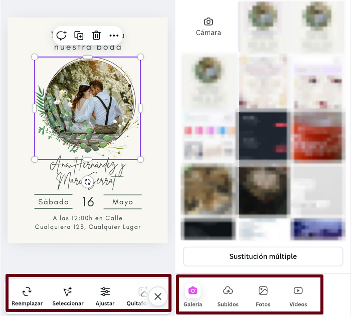 cambiar imagenes en canva desde el celular